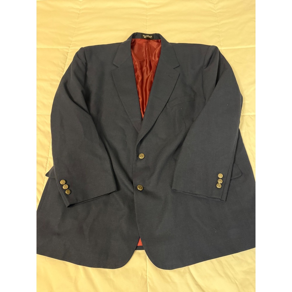 Haband Executive Division Mens Navy Blue Blazer Red Lining Gold Buttons 50RP